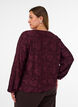 Transparent bluse med blomsterstruktur og lange &aelig;rmer, R&oslash;d, Model image number 2