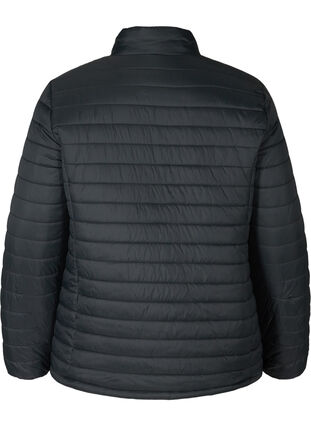 Kort quiltet jakke med lynlås, Black, Packshot image number 1