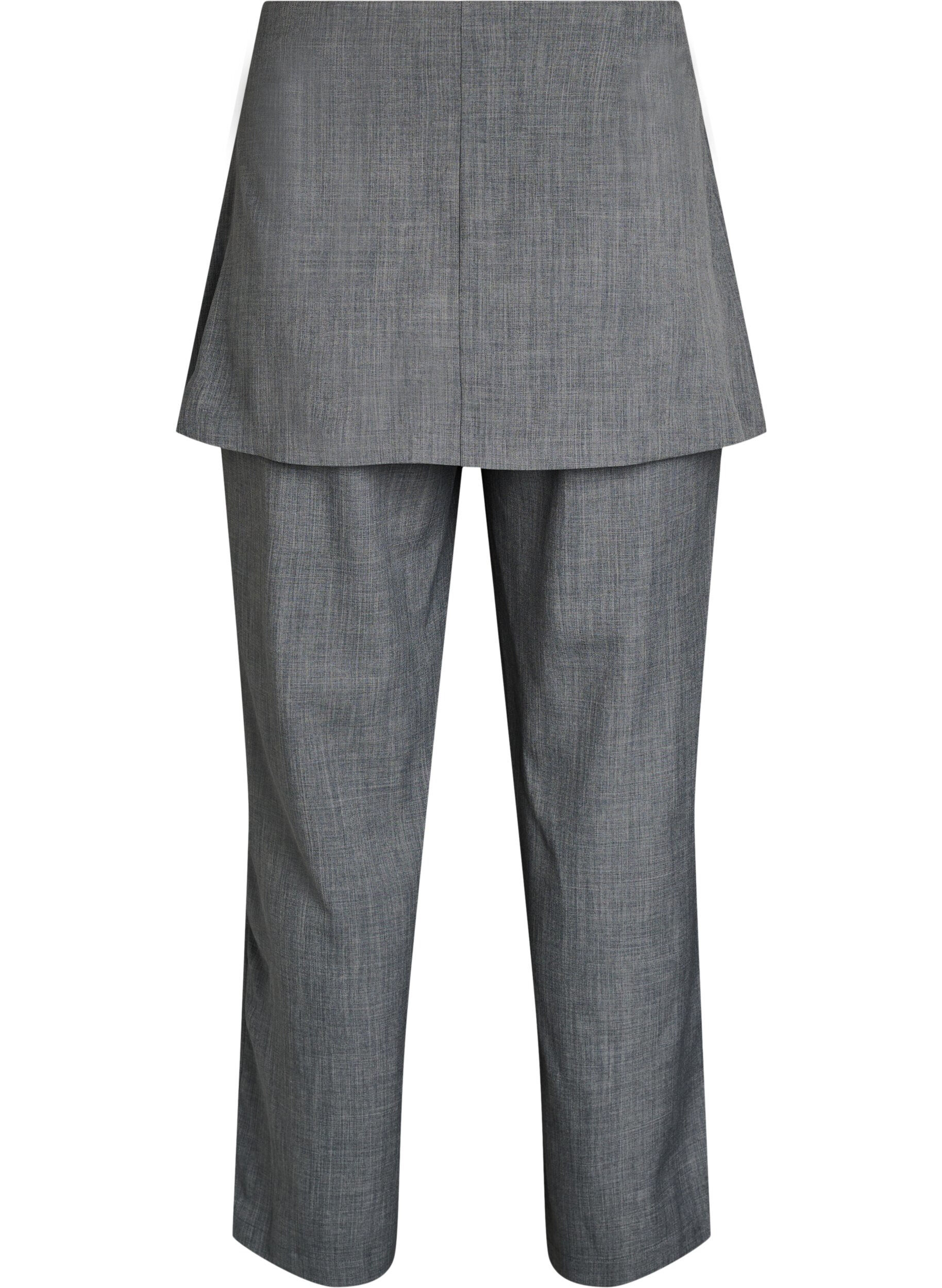 Zizzi Straight fit bukser med nederdel, Gr&aring;, Packshot image number 1