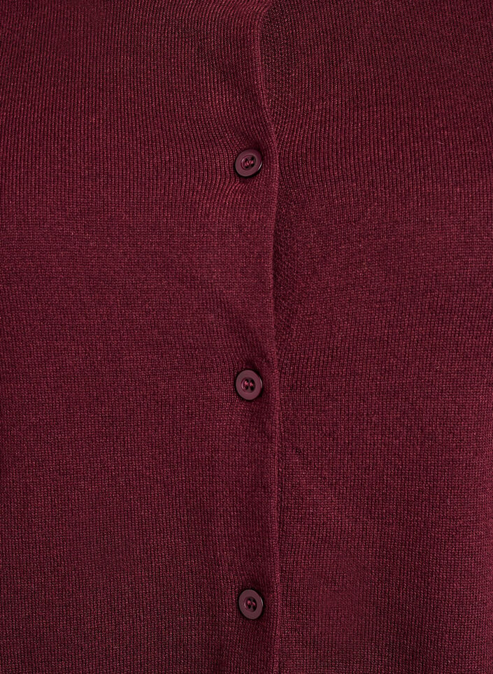 Finstrikket cardigan med rund hals, R&oslash;d, Packshot image number 2
