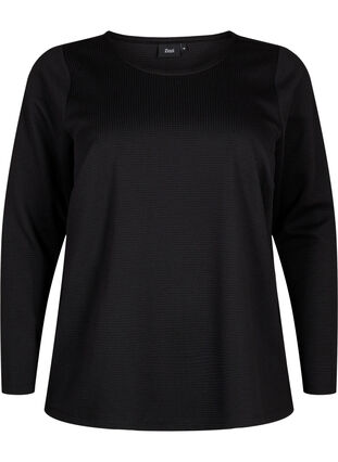 A-formet bluse med tekstur, Black, Packshot image number 0