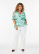 Blomstret chiffonbluse med korte &aelig;rmer, Gr&oslash;n, Model image number 1