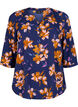 Blomstret bluse med 3/4 ærmer, Peacoat Flower AOP, Packshot image number 0