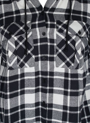 Ternet skjortejakke med hætte, Black/White Check, Packshot image number 2