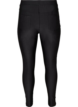 Shiny leggings med baglommer og høj talje, Black, Packshot image number 1