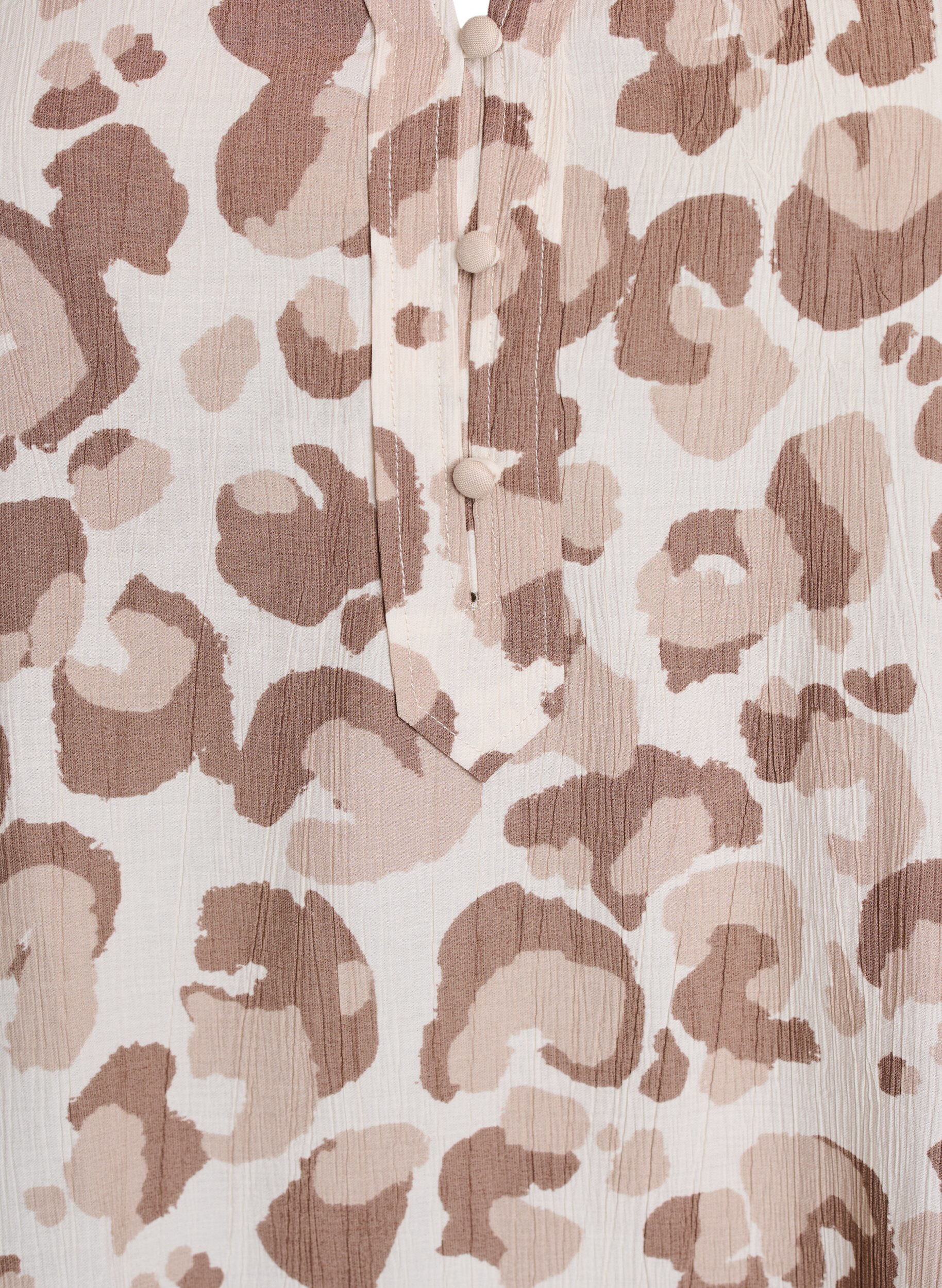 Zizzi Bluse med leopardprint og 1/2 &aelig;rmer, Hvid, Packshot image number 2