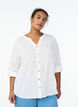Skjortebluse i bomuld med V-udsk&aelig;ring, Hvid, Model image number 0