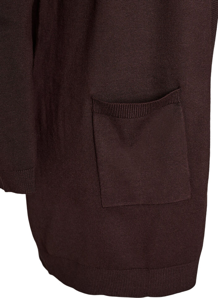 Lang strikcardigan i viskosemix, Brun, Packshot image number 2
