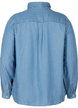 Stribet skjorte i lyocell, Blue denim, Packshot image number 1