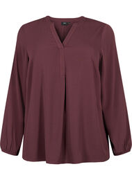Ensfarvet bluse med v-hals, Fudge