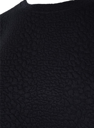 Ensfarvet bluse med tekstur, Black, Packshot image number 2