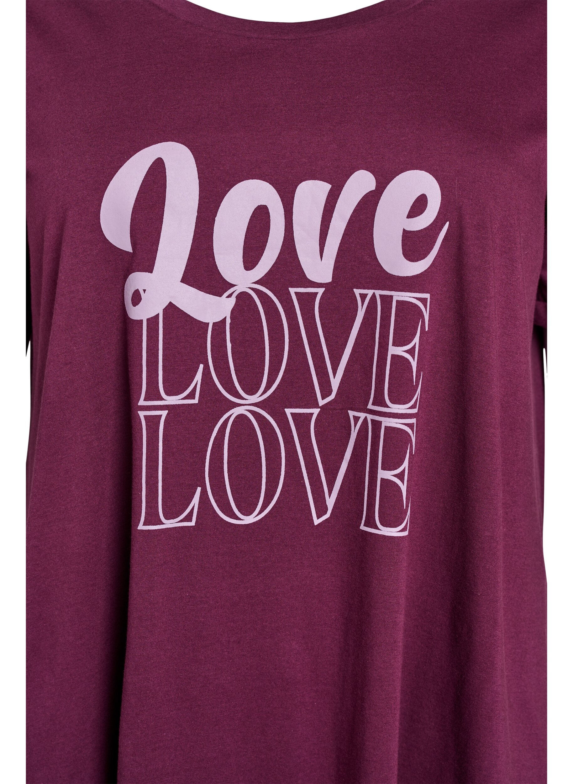 Zizzi Kort&aelig;rmet natkjole i &oslash;kologisk bomuld , M&oslash;rk Bordeaux, Packshot image number 2