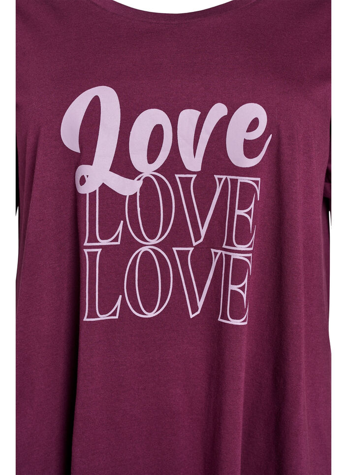 Kort&aelig;rmet natkjole i &oslash;kologisk bomuld , M&oslash;rk Bordeaux, Packshot image number 2