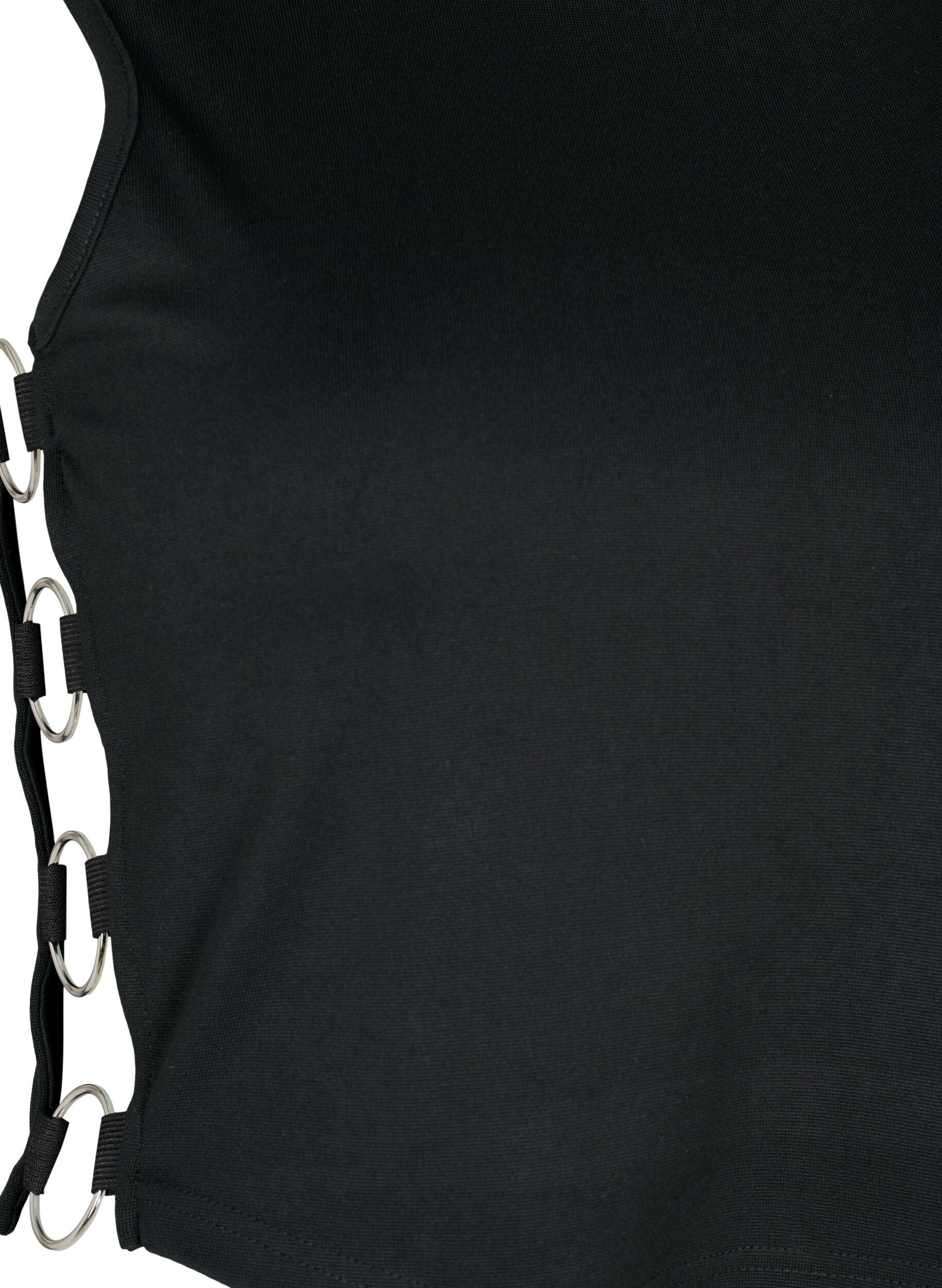 Zizzi Kort top med &aring;ben detalje i siden, Black, Packshot image number 3