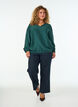 Bluse med balloneffekt og chiffondetaljer, Gr&oslash;n, Model image number 1