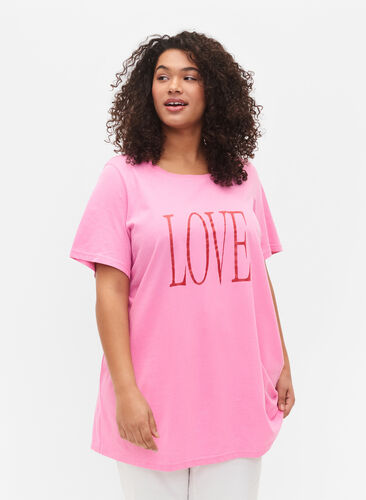 Oversize t-shirt med tryk , Rosebloom W. Love, Model image number 0