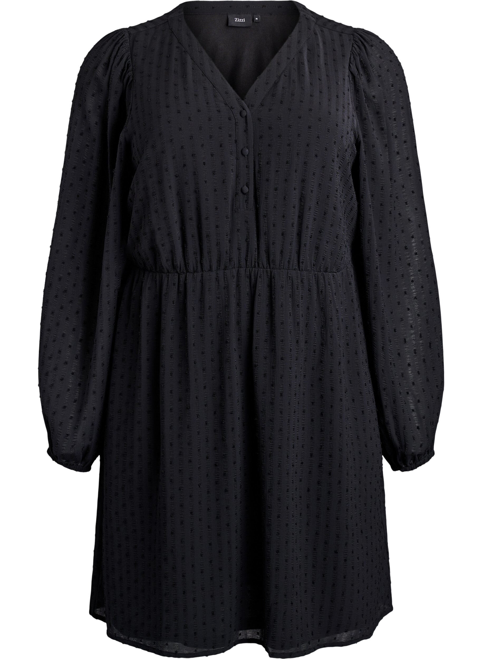 Kort kjole med tone-i-tone striber og prikstruktur