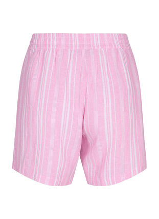 Stribede shorts i hør-viskosemix, Rosebloom Wh.Stripe, Packshot image number 1