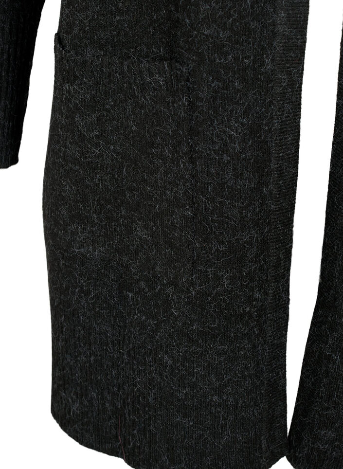Meleret strik cardigan med lommer, Gr&aring;, Packshot image number 3