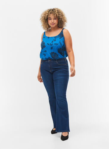 Ellen bootcut jeans med høj talje, Dark Blue, Model image number 0