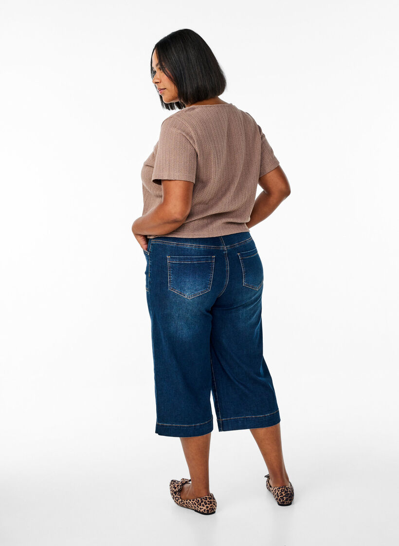 Denim knickers med vide ben, Blå, Model image number 1