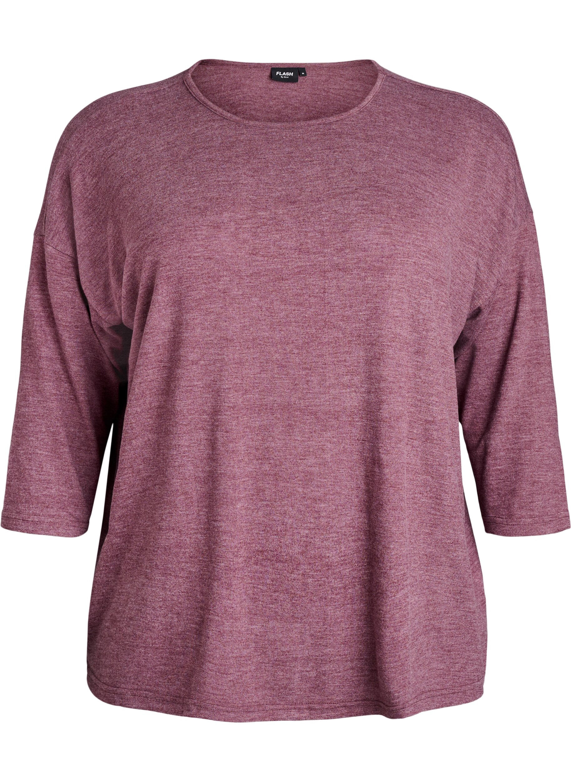 ZizziJerseybluse med 3/4 &aelig;rmer, R&oslash;d, Packshot image number 0