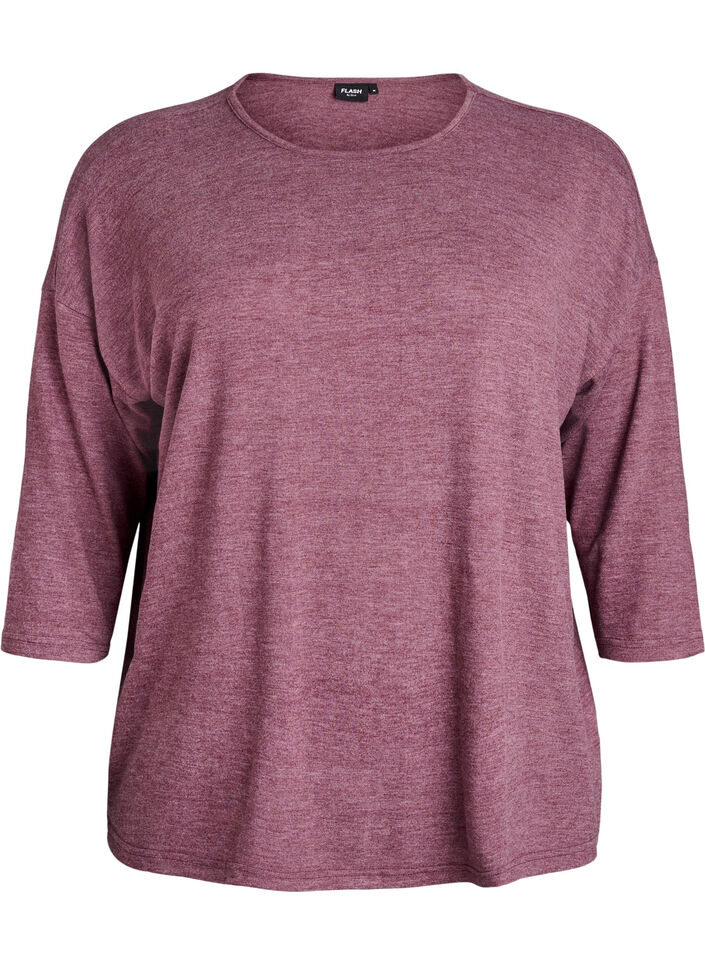 Jerseybluse med 3/4 &aelig;rmer, R&oslash;d, Packshot image number 0