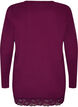 Jerseybluse med asymmetrisk blondekant, Lilla, Packshot image number 1