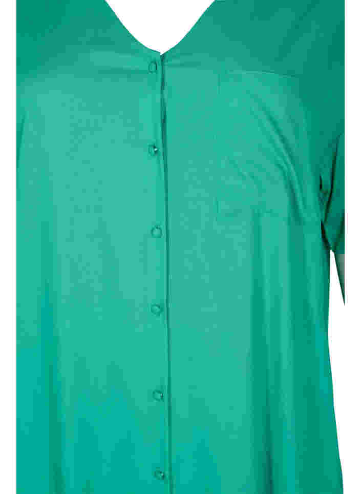 Kortærmet skjortekjole i viskose , Holly Green, Packshot image number 2