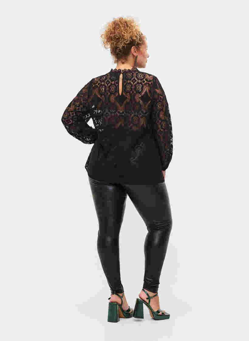 Coated leggings med for, Black, Model image number 1