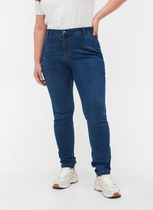 Super slim Amy jeans med høj talje, Blue d. washed, Model image number 4
