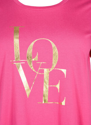 T-shirt i bomuld med guldfarvet tekst , R.Sorbet w.Gold Love, Packshot image number 2