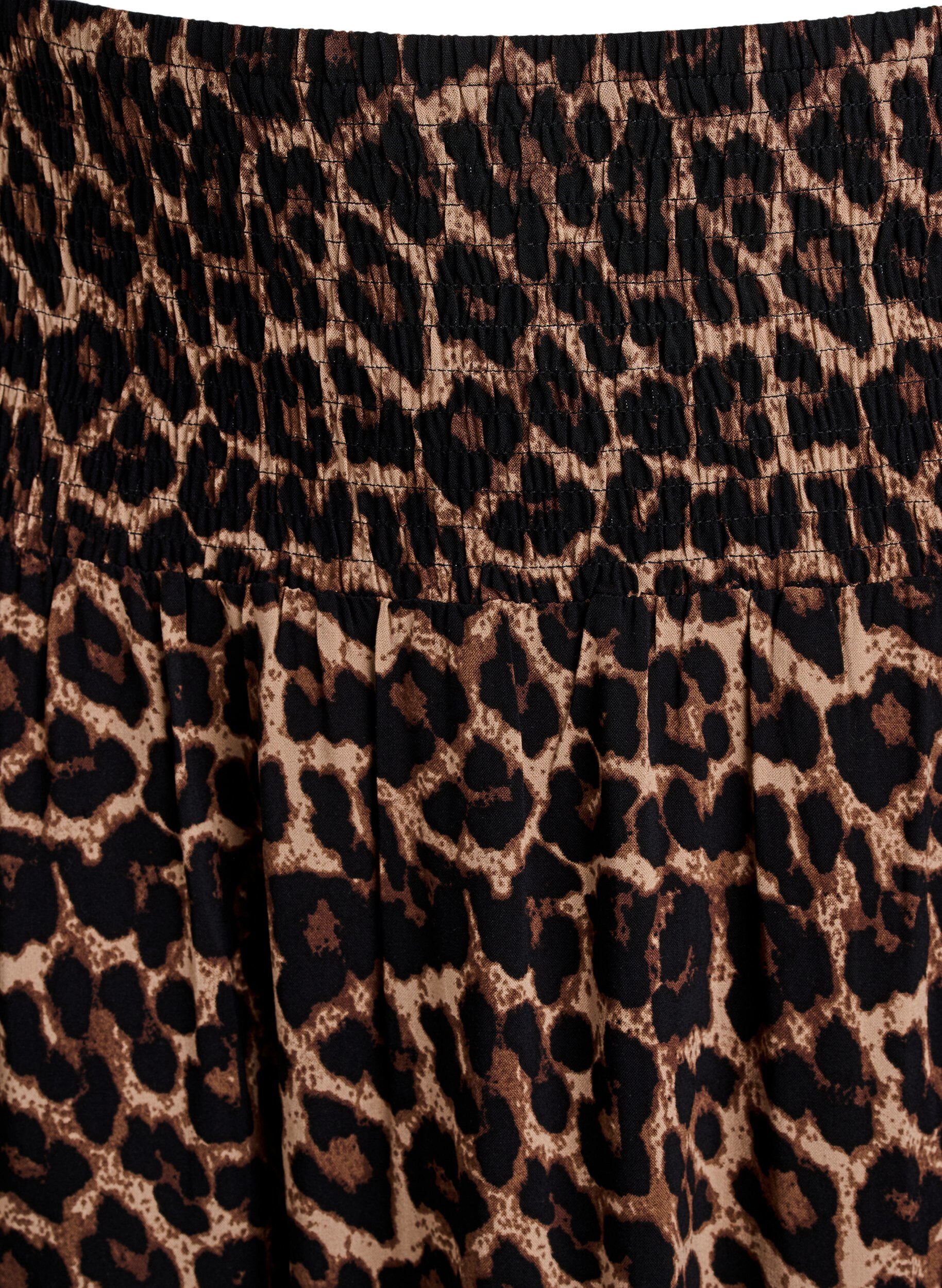 ZizziMaxinederdel i viskose med smock, Brun, Packshot image number 2