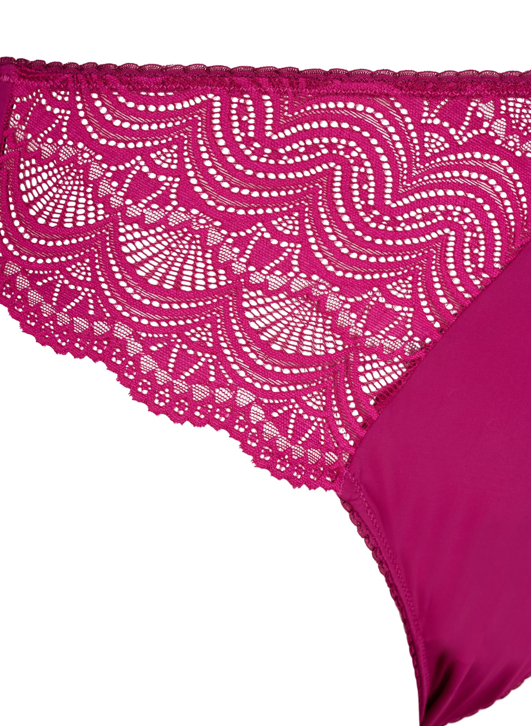 Zizzi Microfiber g-streng med blonder, Boysenberry, Packshot image number 3