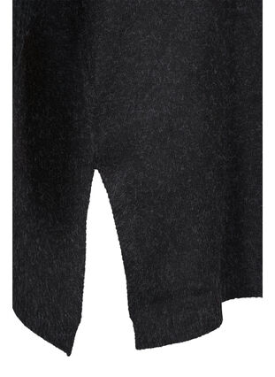 Meleret strikponcho med rullekrave, Dark Grey Melange, Packshot image number 3