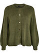 Cardigan i bl&oslash;d strik med guldfarvede knapper, Gr&oslash;n, Packshot image number 0