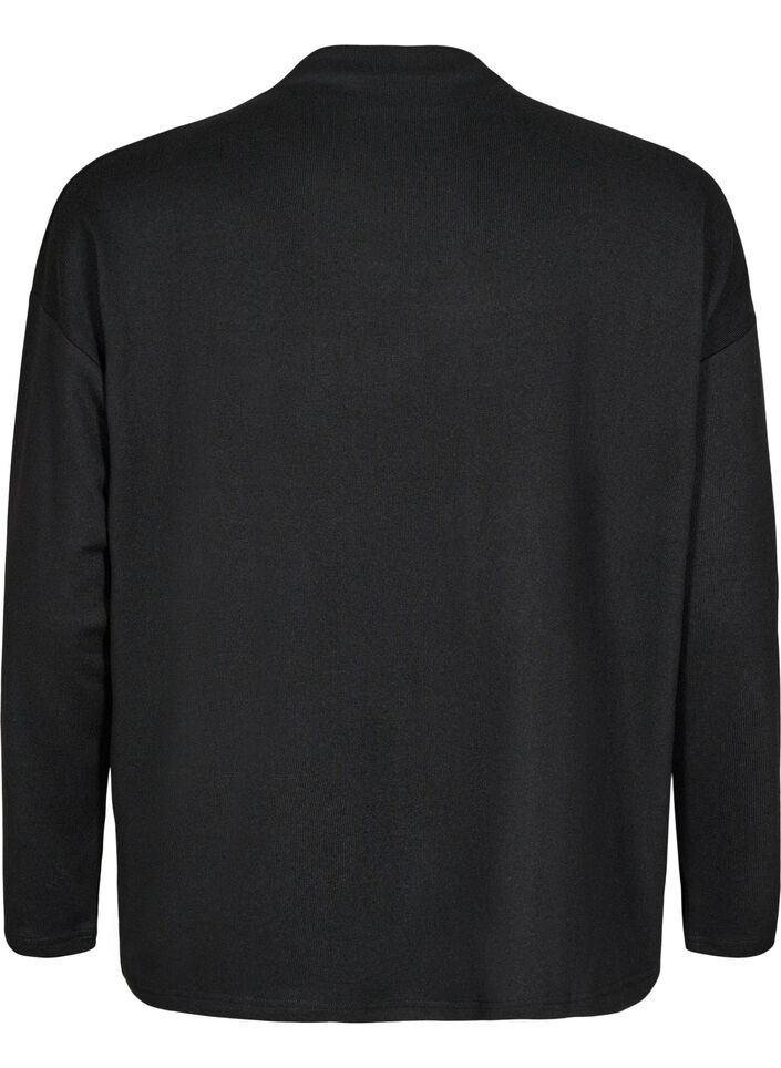 Bluse med høj hals og lange ærmer, Sort, Packshot image number 1