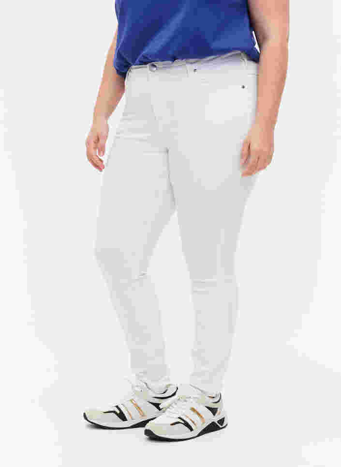 Højtaljede super slim Amy jeans, White, Model image number 2