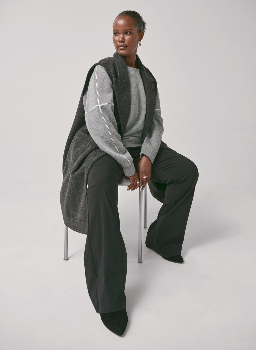 Sweatshirt med kontrastsyninger, Medium Grey Mél, Image image number 0