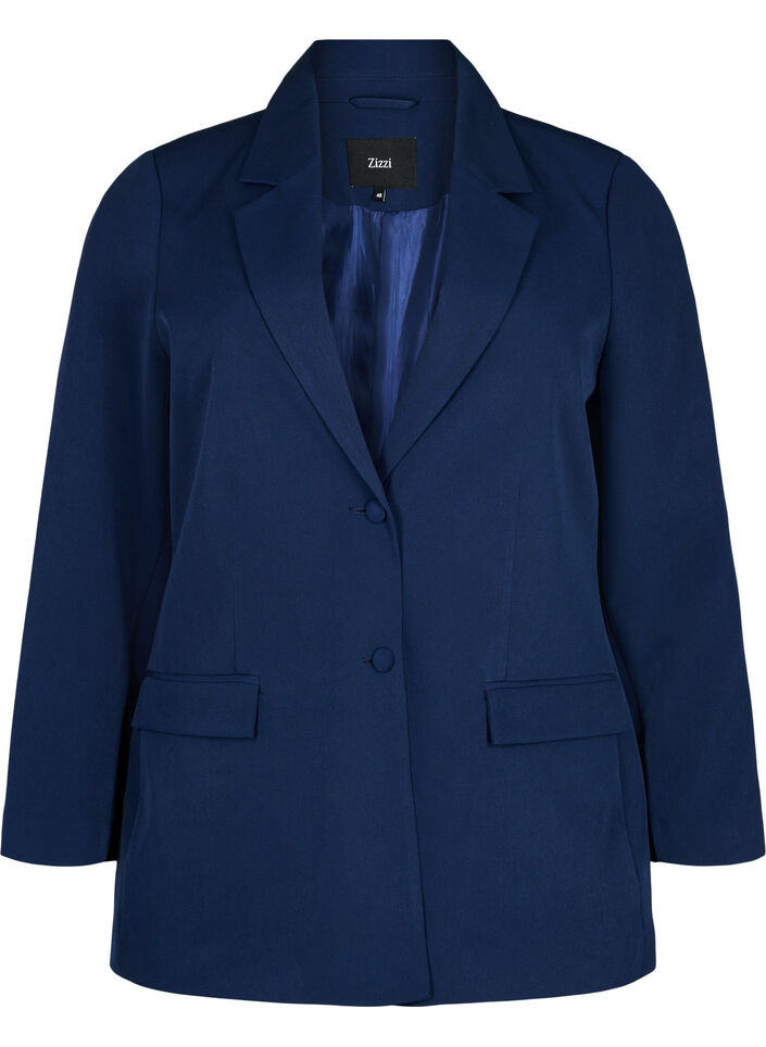 Klassisk blazer med knaplukning, Bl&aring;, Packshot image number 0