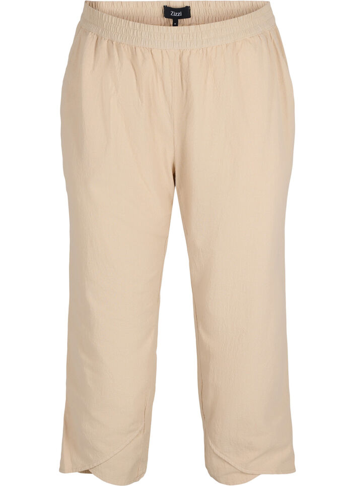 Cropped bukser i bomuld, Oxford Tan, Packshot image number 0