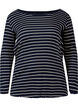Stribet bluse med rund hals, Night Sky Stripe, Packshot image number 0