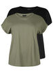 2-pak kort&aelig;rmet t-shirts, Gr&oslash;n, Packshot image number 0
