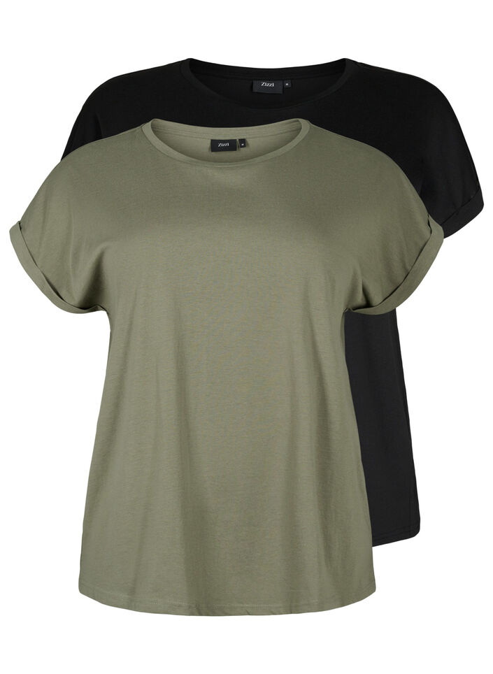 2-pak kort&aelig;rmet t-shirts, Gr&oslash;n, Packshot image number 0