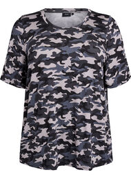 T-shirt med TENCEL&trade; Lyocell og armyprint, Gr&aring;