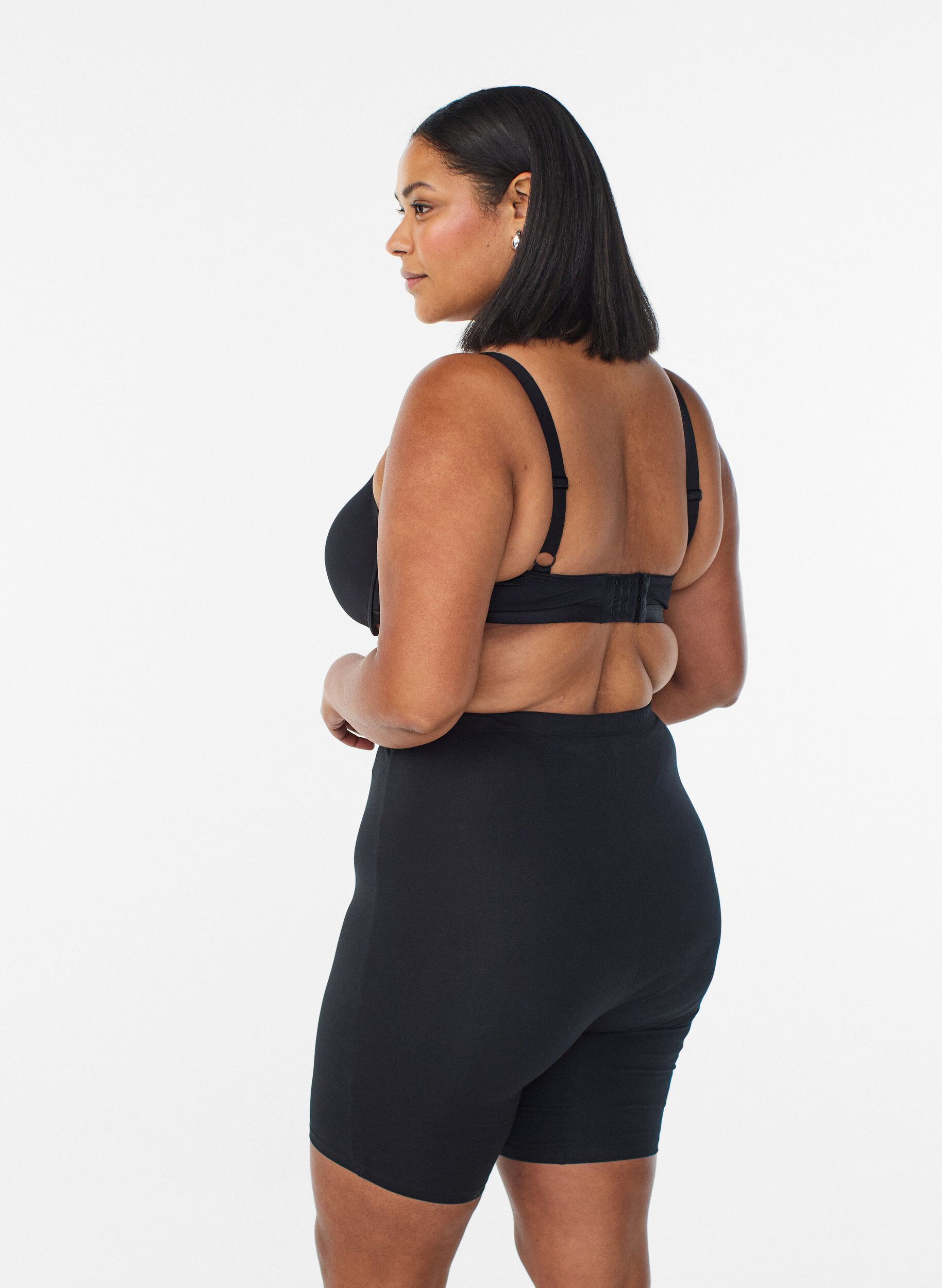 Zizzi Trusser i bomuld med lange ben, Sort, Model image number 1