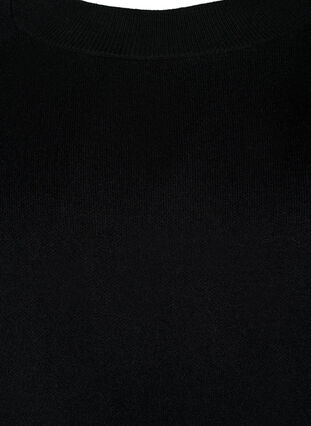 Strikbluse i viskoseblanding med slids i siden, Black, Packshot image number 2