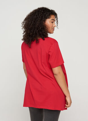 Kortærmet bomulds t-shirt med a-form, Lipstick Red HEART, Model image number 1