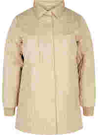 Quiltet jakke med brystlommer og krave
