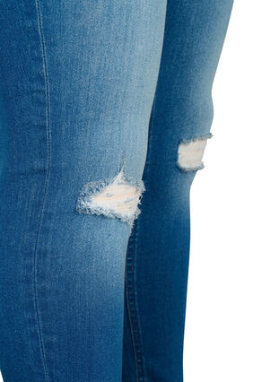 Super slim Sanna jeans med slid, Blue denim, Packshot image number 3
